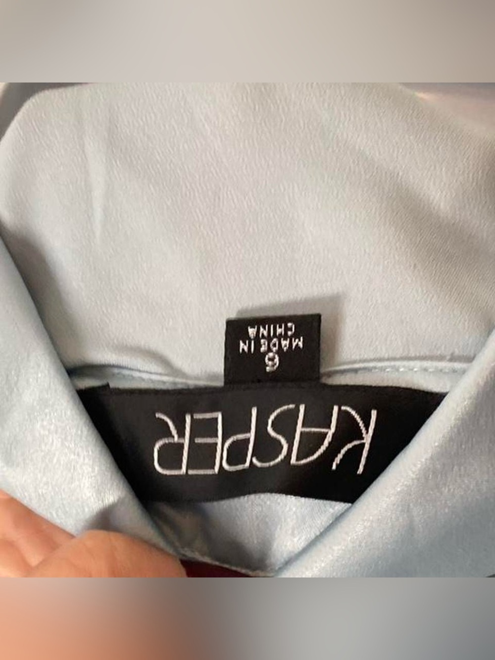 Kasper Light blue button up satin textured blouse 6 - Picture 3 of 4